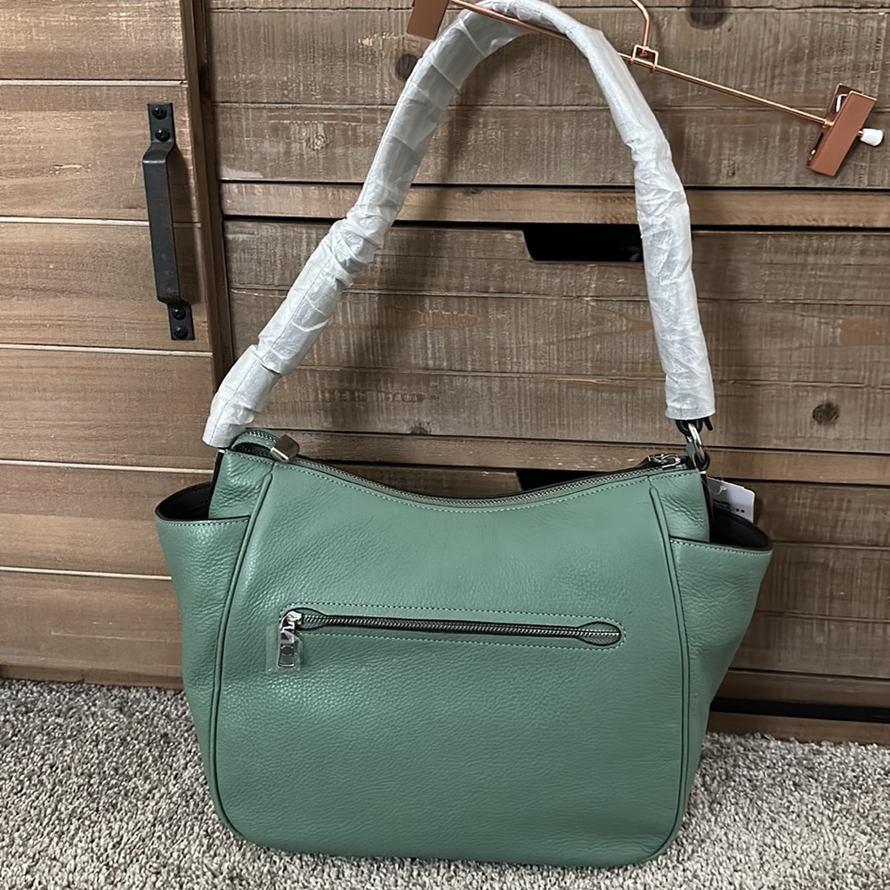 COACH REFINED PEBBLE LEATHER RORI SHOULDER BAG (Washed Green) - Picture 3 of 5